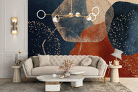 Navy Blue Terracotta Watercolor Wallpaper Mural - Giffywalls