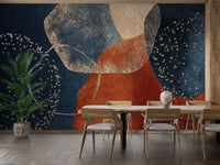 Navy Blue Terracotta Watercolor Wallpaper Mural - Giffywalls
