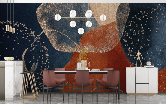 Navy Blue Terracotta Watercolor Wallpaper Mural A164