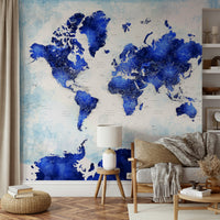 Navy blue world map watercolor design

