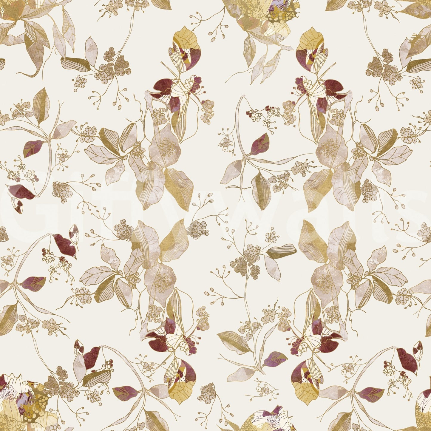 Graceful bloom pattern runs through Navy Heritage Floral Trail Wallpaper