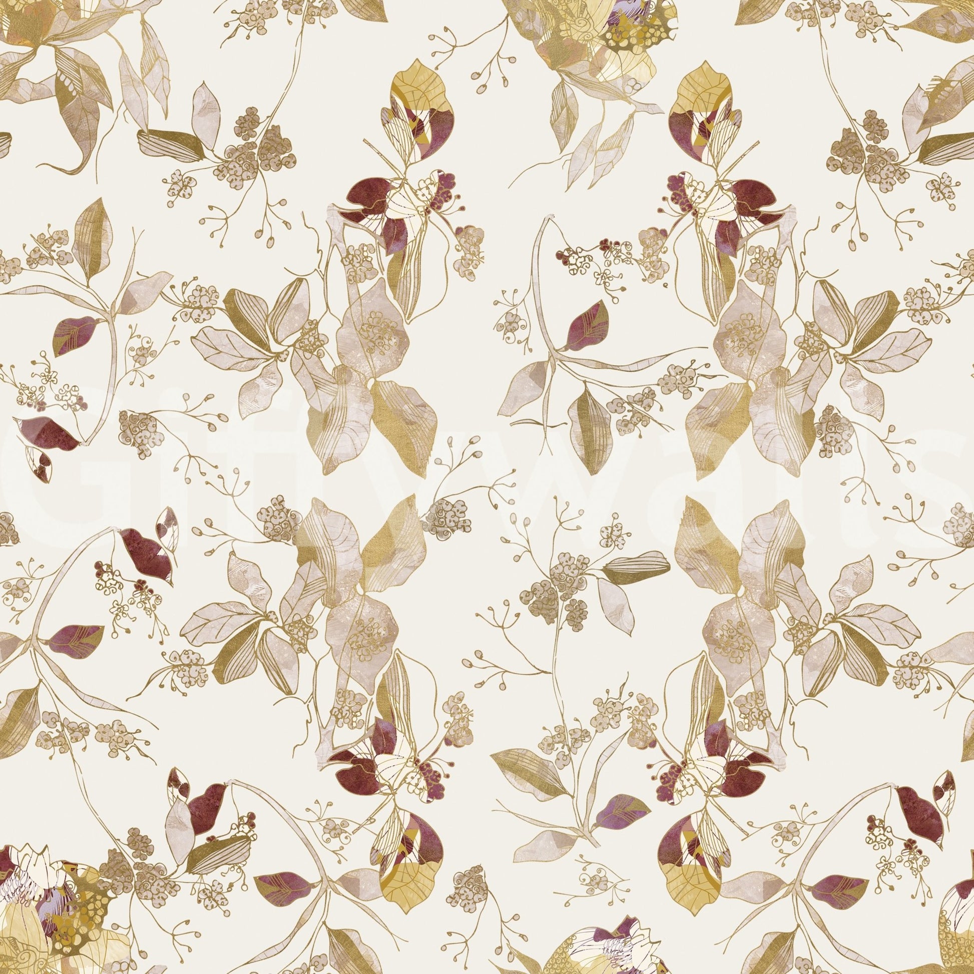 Graceful bloom pattern runs through Navy Heritage Floral Trail Wallpaper