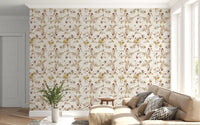 Light background detail lifts Navy Heritage Floral Trail Wallpaper softly