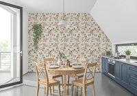 Heritage floral styling marks Navy Heritage Floral Trail Wallpaper clearly