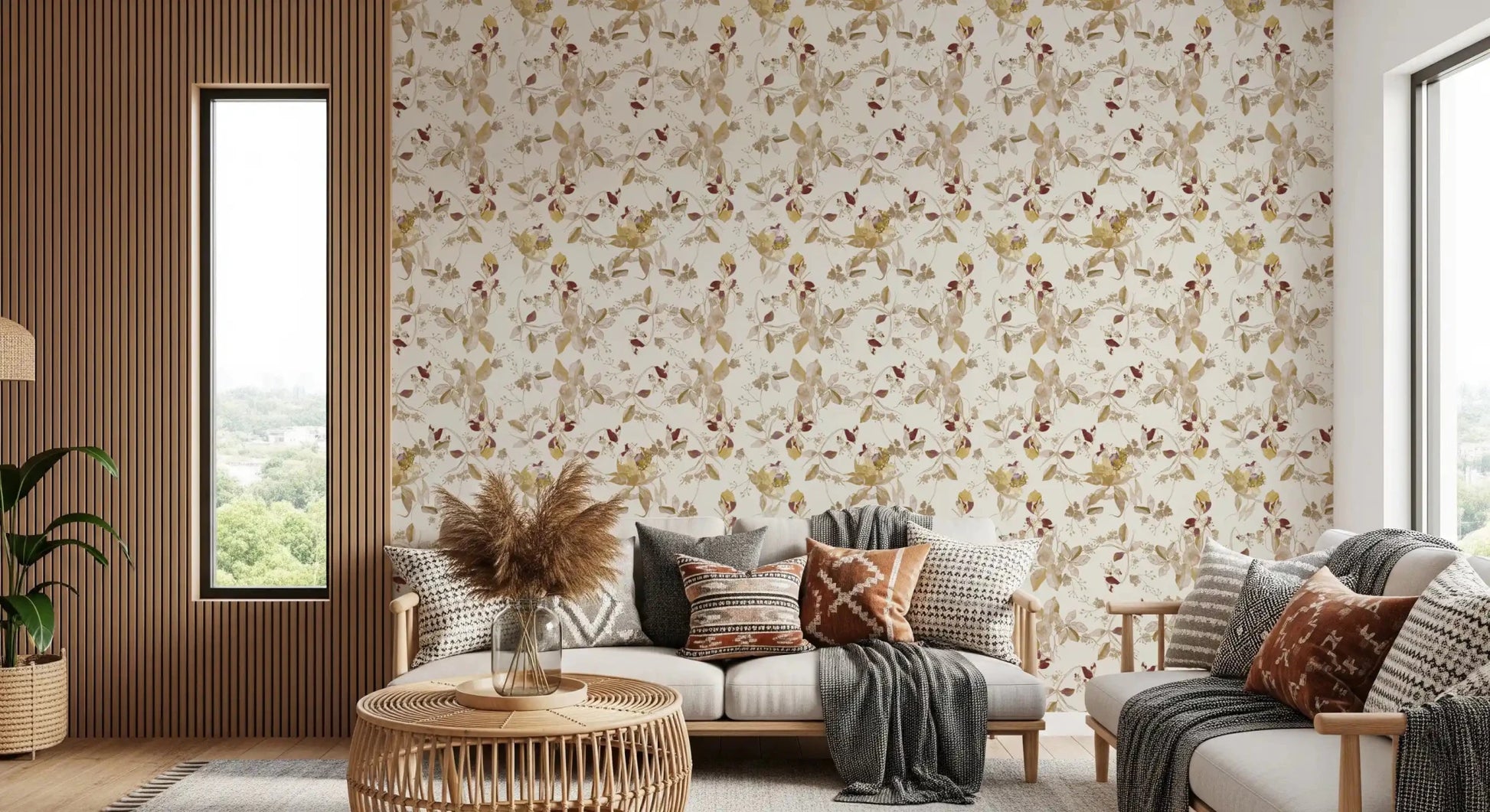Delicate vine movement gives Navy Heritage Floral Trail Wallpaper balance