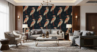 Butterfly accents in Navy Heron wall mural repeat style, GD9133