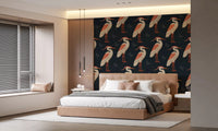 Deep navy base in Navy Heron wall mural with birds, GD9133