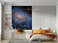 Deep space stars wallpaper mural for a guest room accent wall décor.