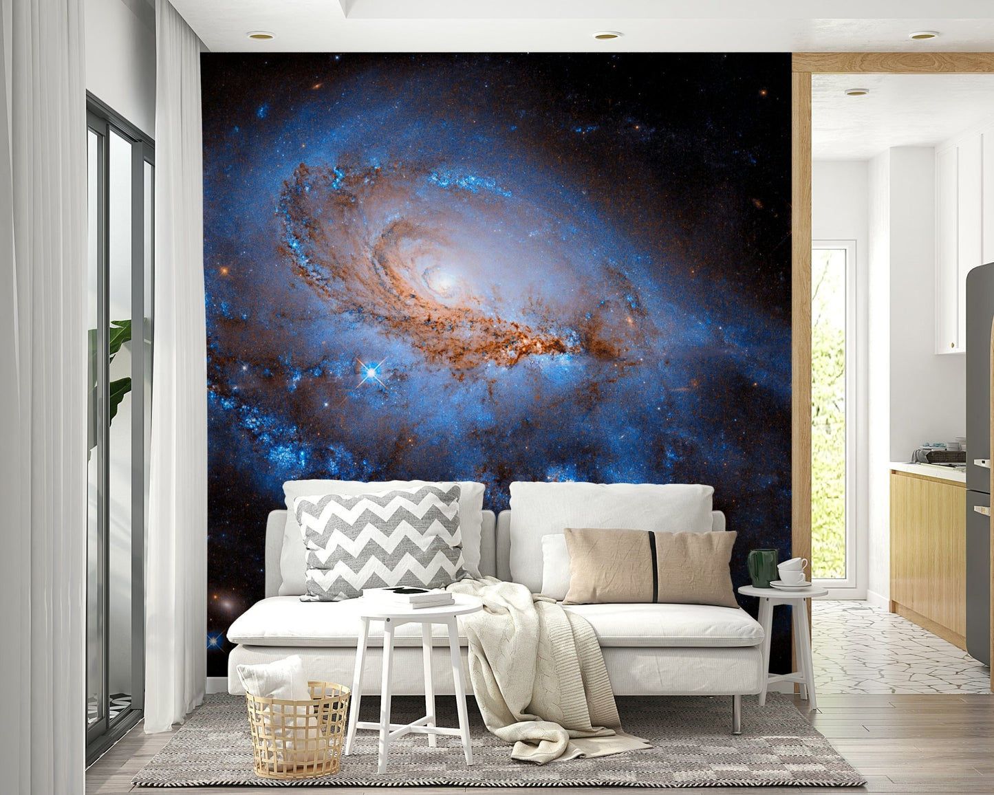 High-quality galaxy design wallpaper mural for a creative studio wall.