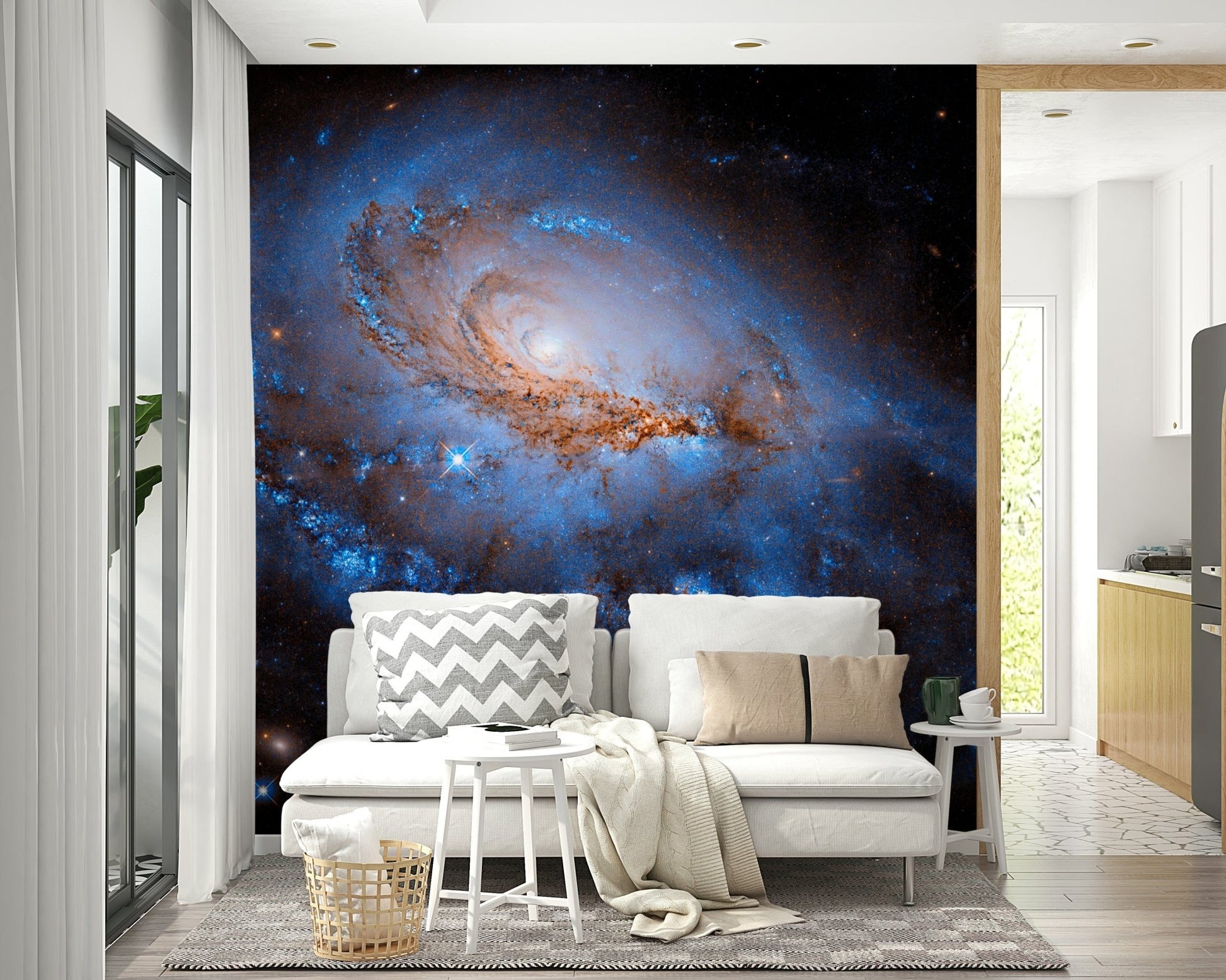 High-quality galaxy design wallpaper mural for a creative studio wall.