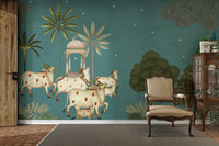 Serene Neel Pichwai Wall Mural.
