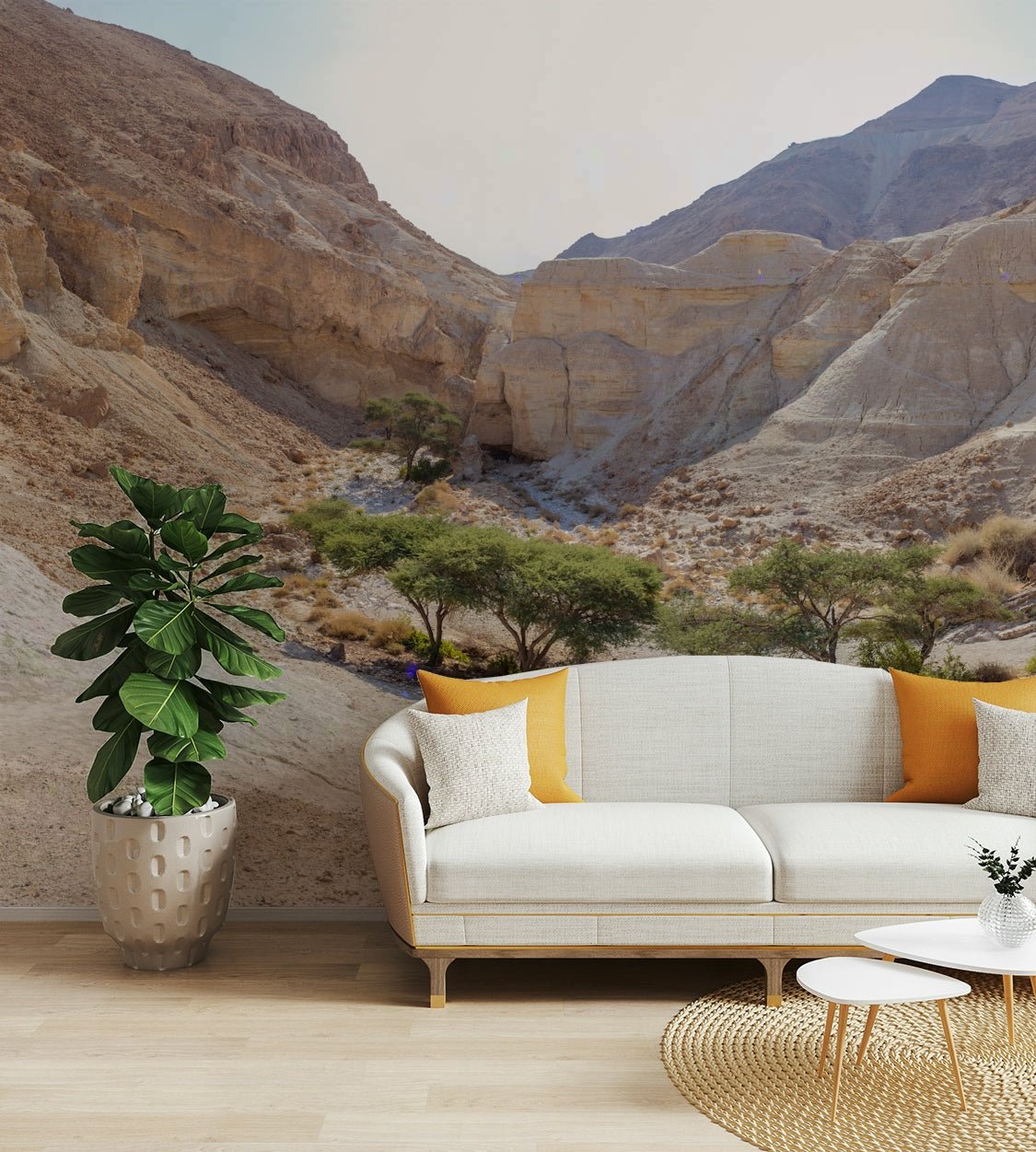 Sparse green vegetation.