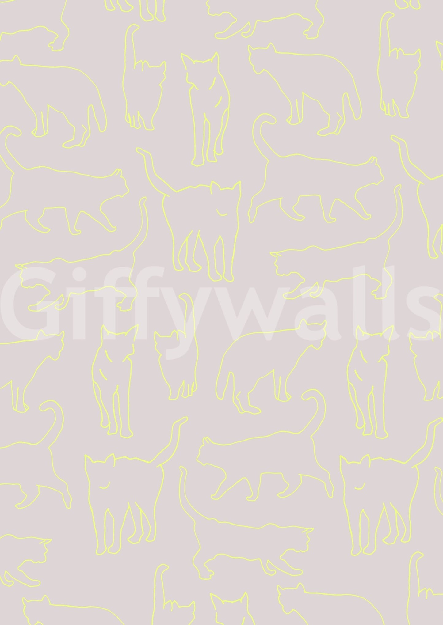 Pale lime green peel and stick wallpaper with an all-over motif of serene animal forms.