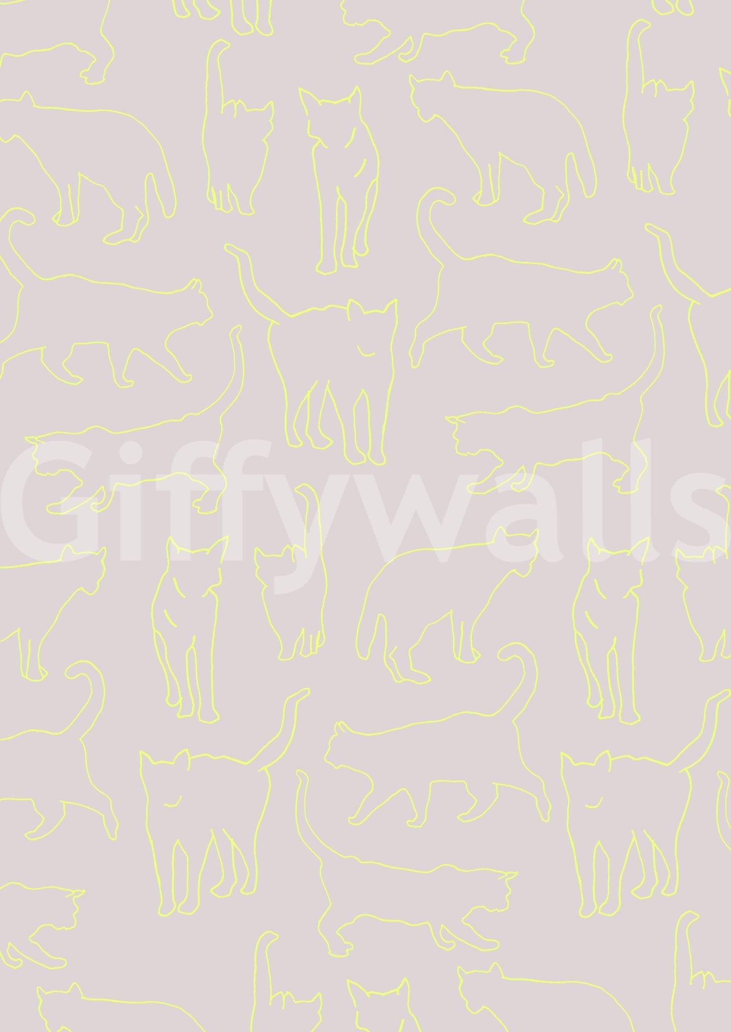 Pale lime green peel and stick wallpaper with an all-over motif of serene animal forms.