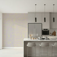 Subtle yet vivid light green Neon Cats outlines creating a unique animal print wall covering.