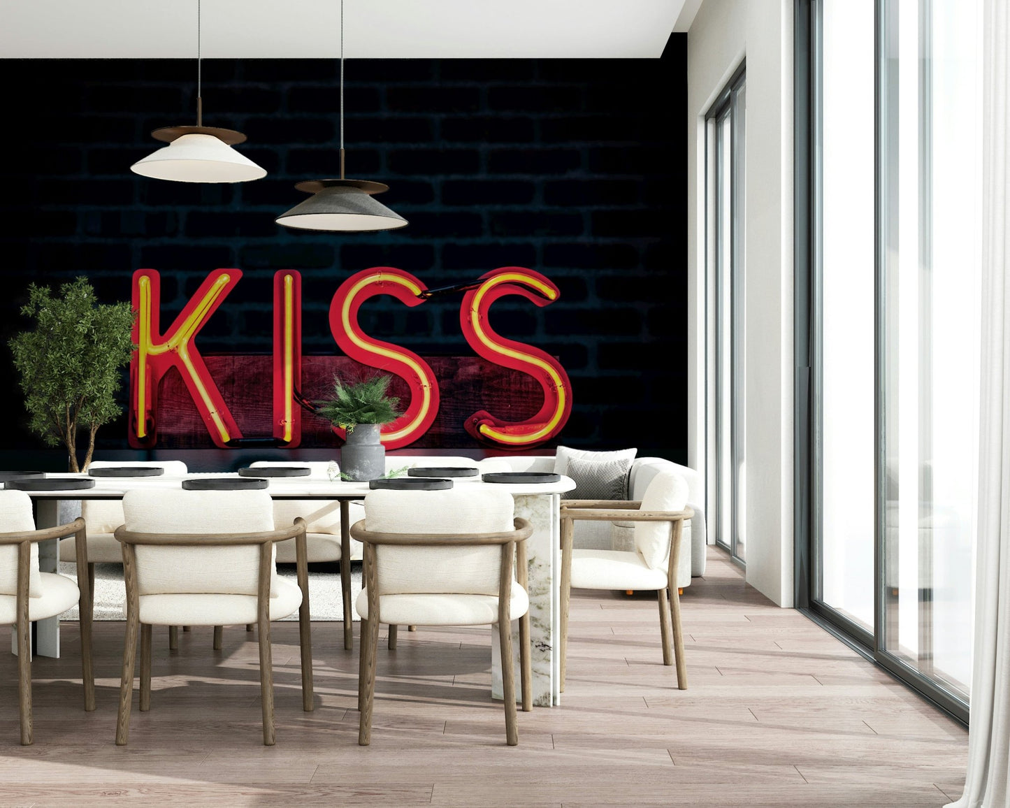 A graceful subtle pattern wall mural in bright, intense tones., GD5843