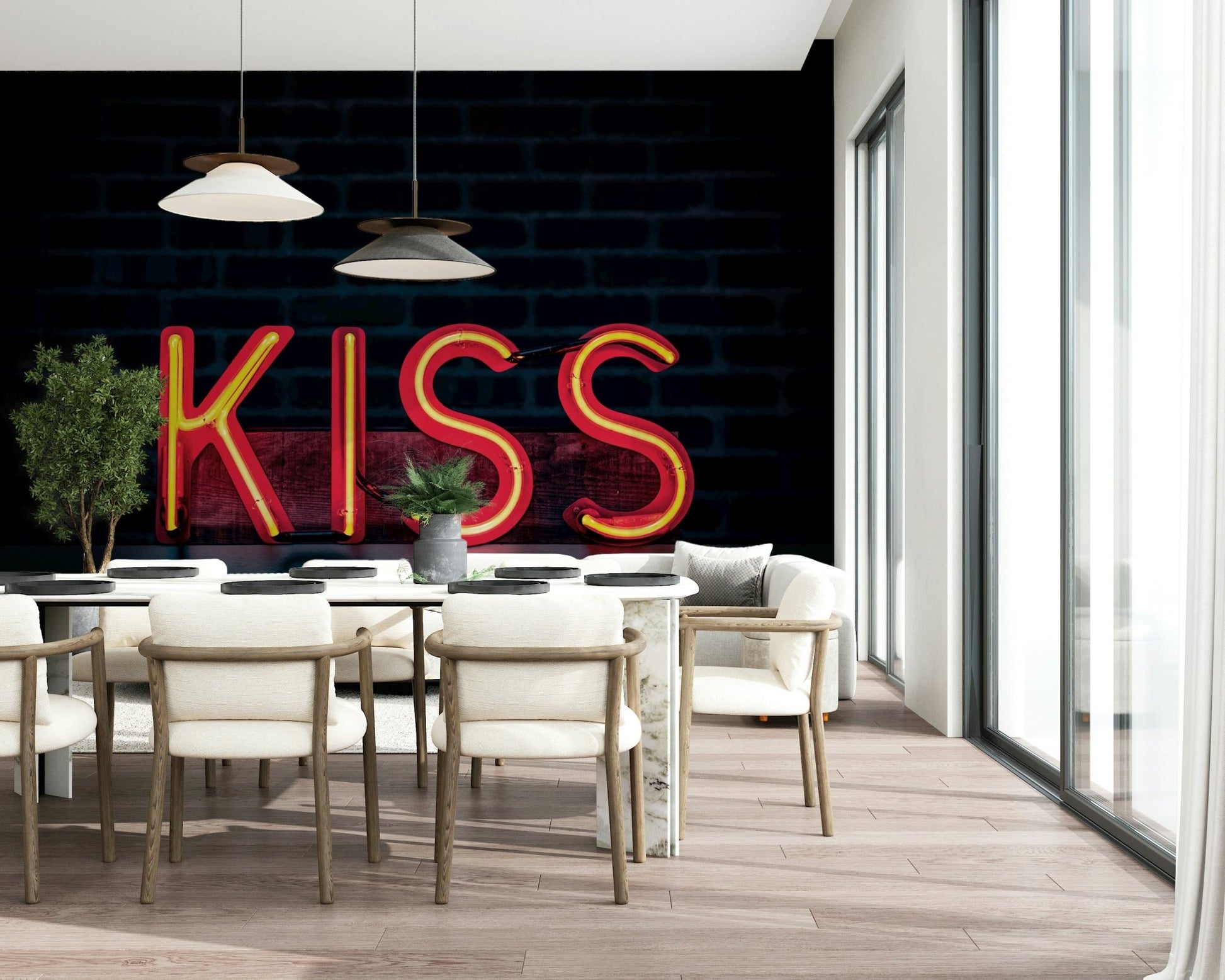 A graceful subtle pattern wall mural in bright, intense tones., GD5843