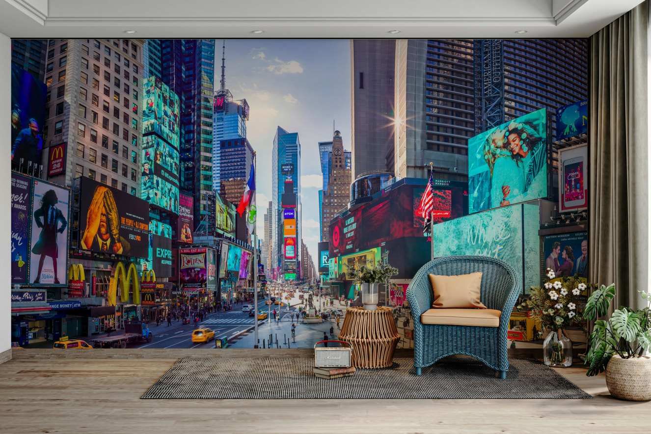 Vibrant neon lights in a symphony wall mural

