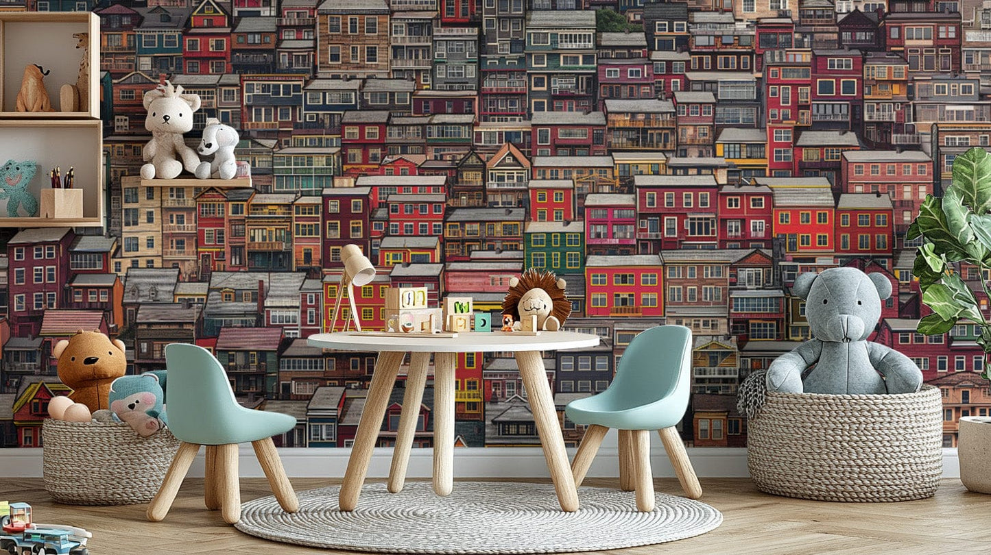 Modern architectural neighborhood wall mural