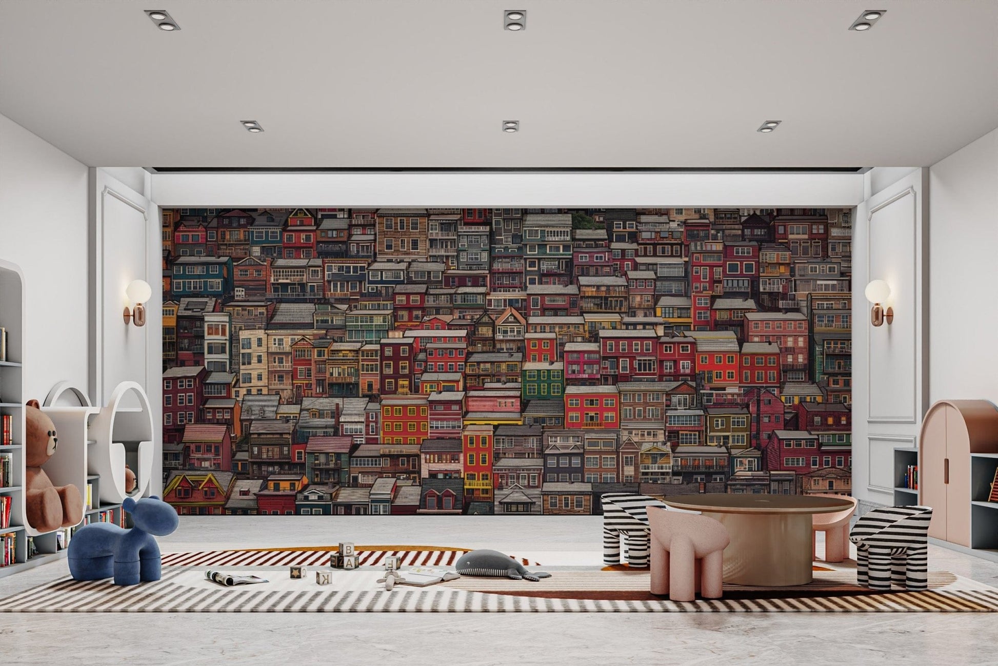 Abstract cityscape urban-themed wallpaper