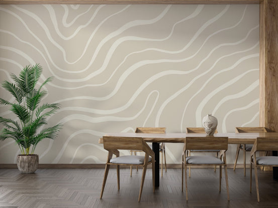 Abstract lines wallpaper with natural tones C90