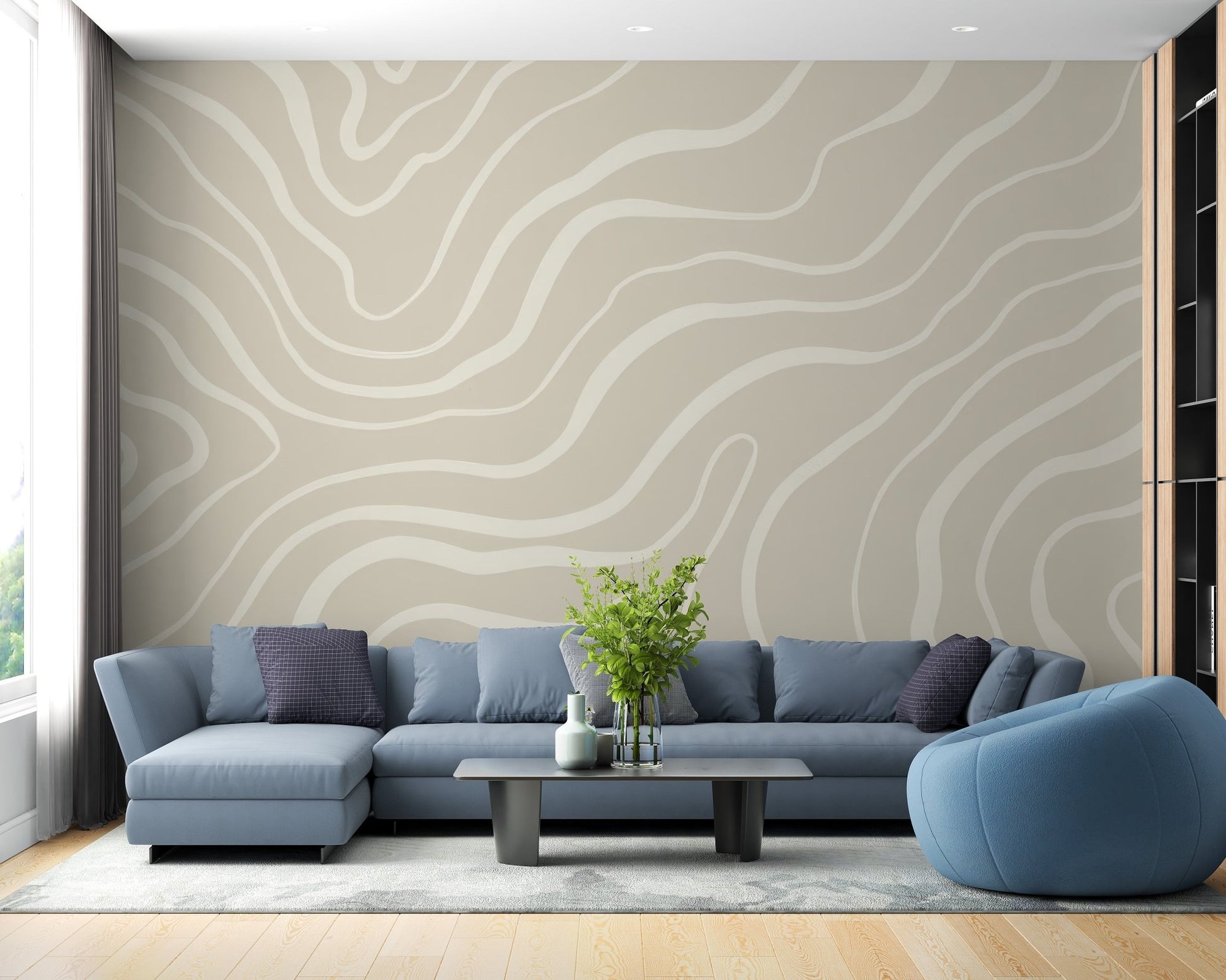 Organic abstract lines wallpaper with geometric design