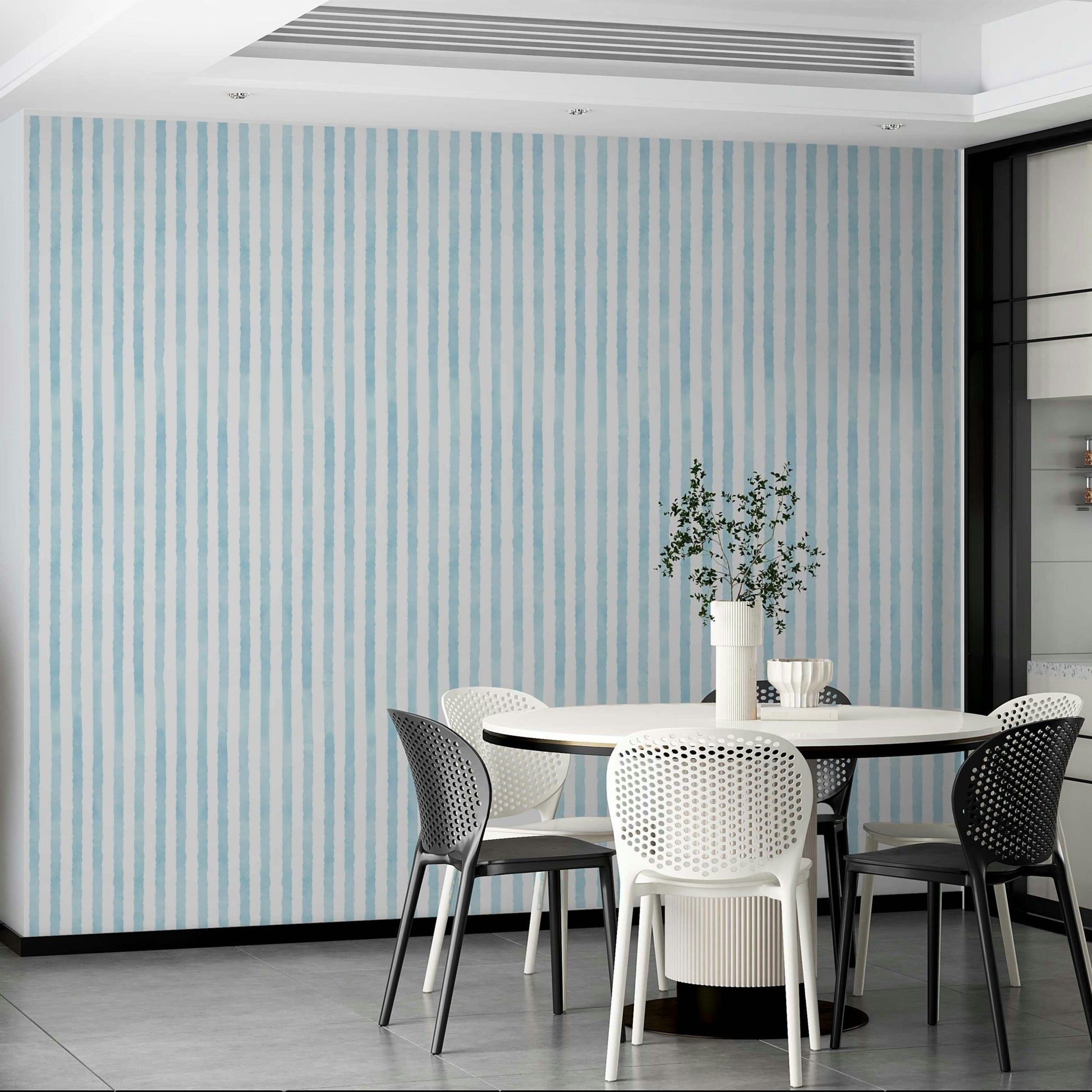 Subtle blue and beige vertical lines for rooms

