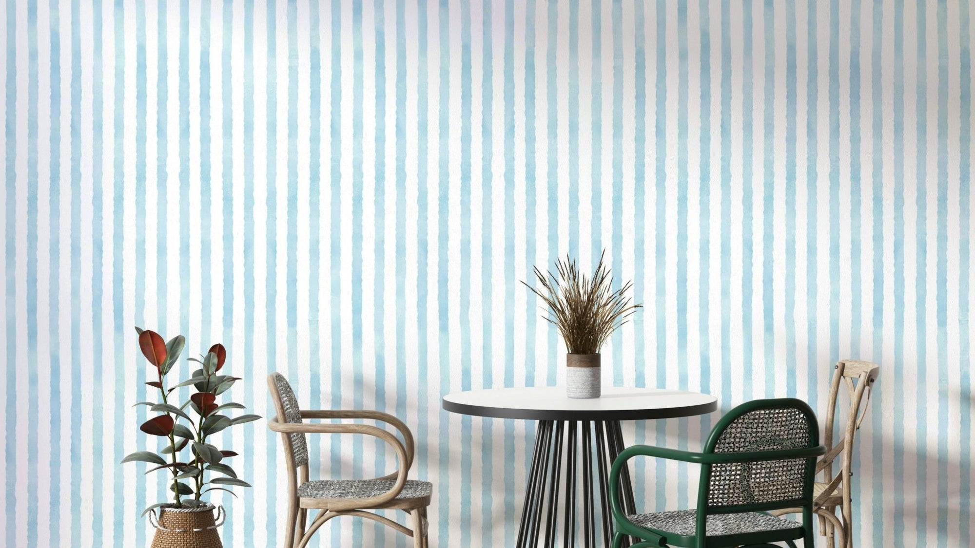 Pastel baby blue and neutral tone wall mural, GD2409