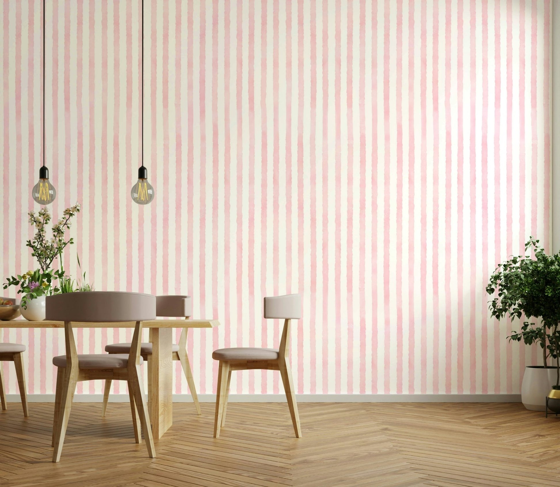 Vertical lines in delicate baby pink shades
