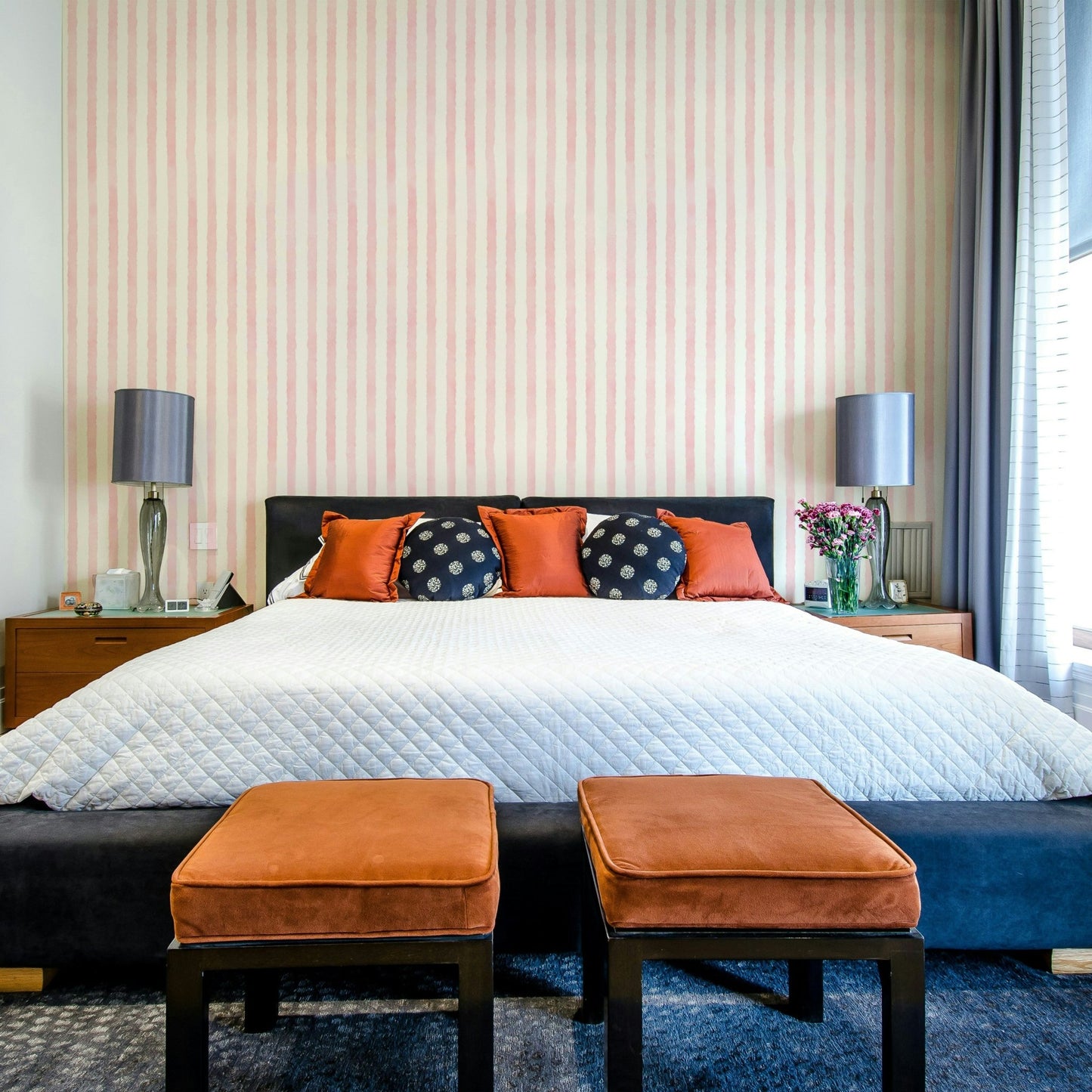 Gentle baby pink and neutral tones for walls
