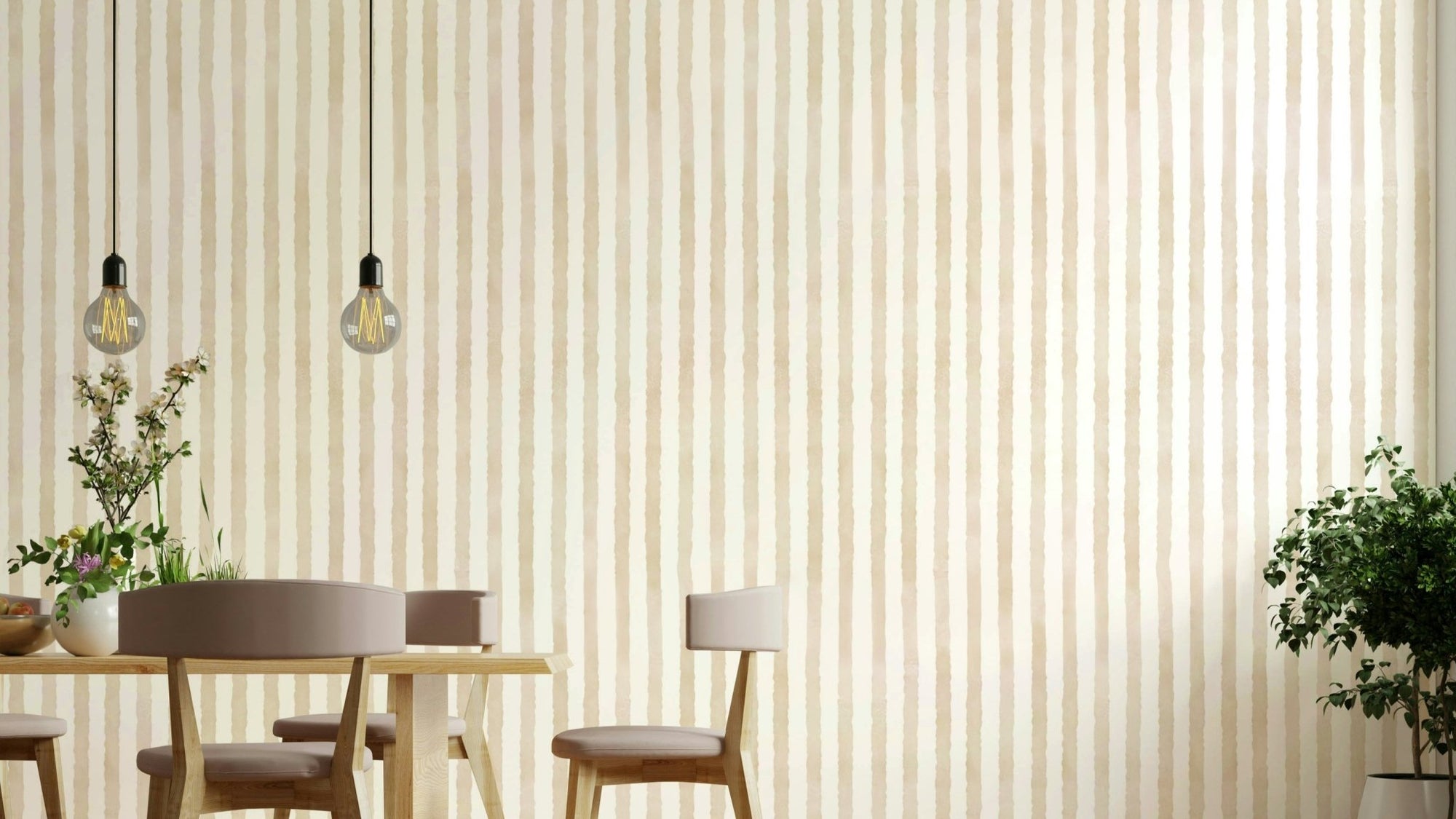 Neutral beige watercolor stripe wallpaper, GD2408