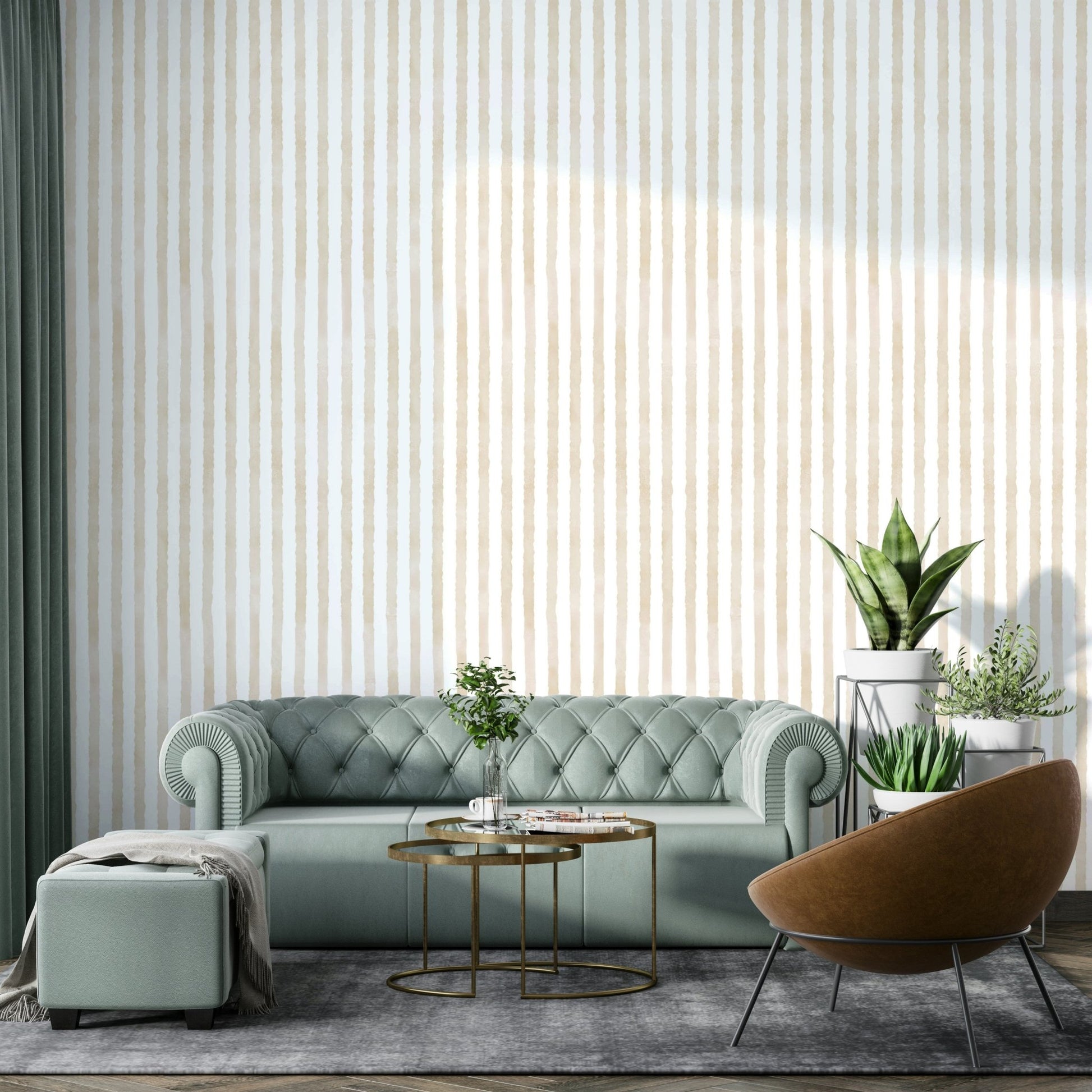 Subtle beige striped wallpaper for walls
