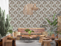 Hand-painted blossoms give Rustic Grey Neutral Bloom Pattern Wallpaper a soft look, GD8808