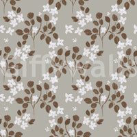 Scattered white blooms highlight Neutral Bloom Rustic Grey white oil painted design, GD8808