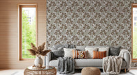 Soft white flowers define this Neutral Bloom Rustic Grey Wallpaper design, GD8808