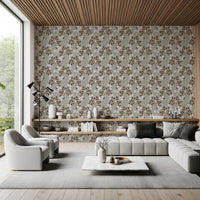 Hallway featuring Rustic Grey Neutral Bloom Wallpaper with soft blossoms, GD8808