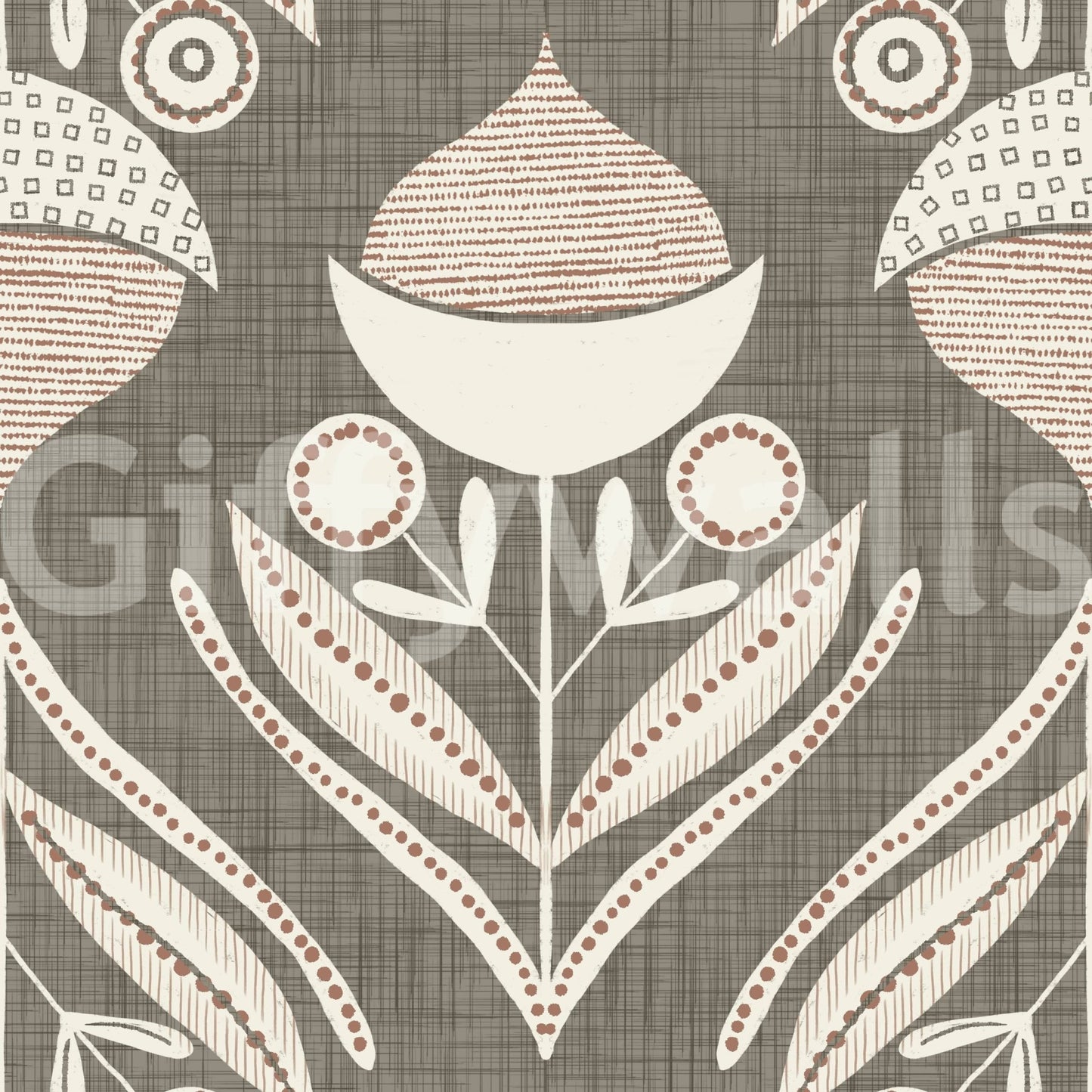 Neutral Bloom Textile Wallpaper has an intricate bloom pattern., GD6601