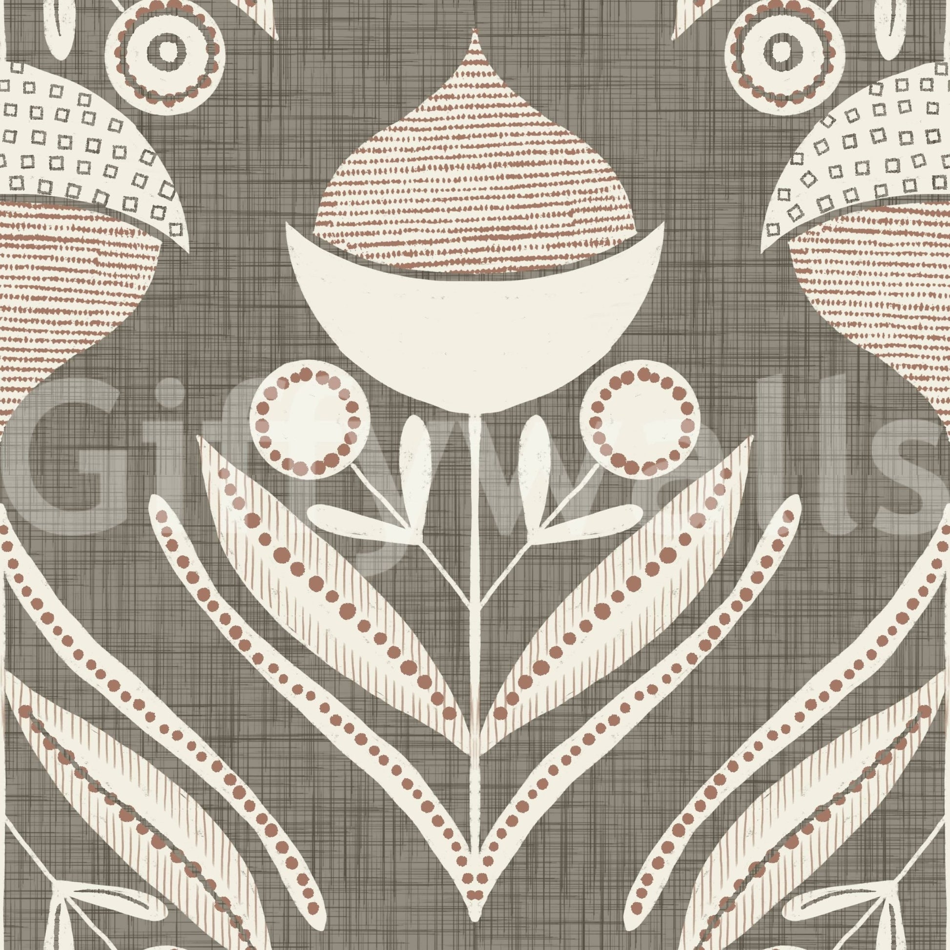 Neutral Bloom Textile Wallpaper has an intricate bloom pattern., GD6601