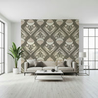 Neutral Bloom Textile Wallpaper features an abstract floral motif., GD6601