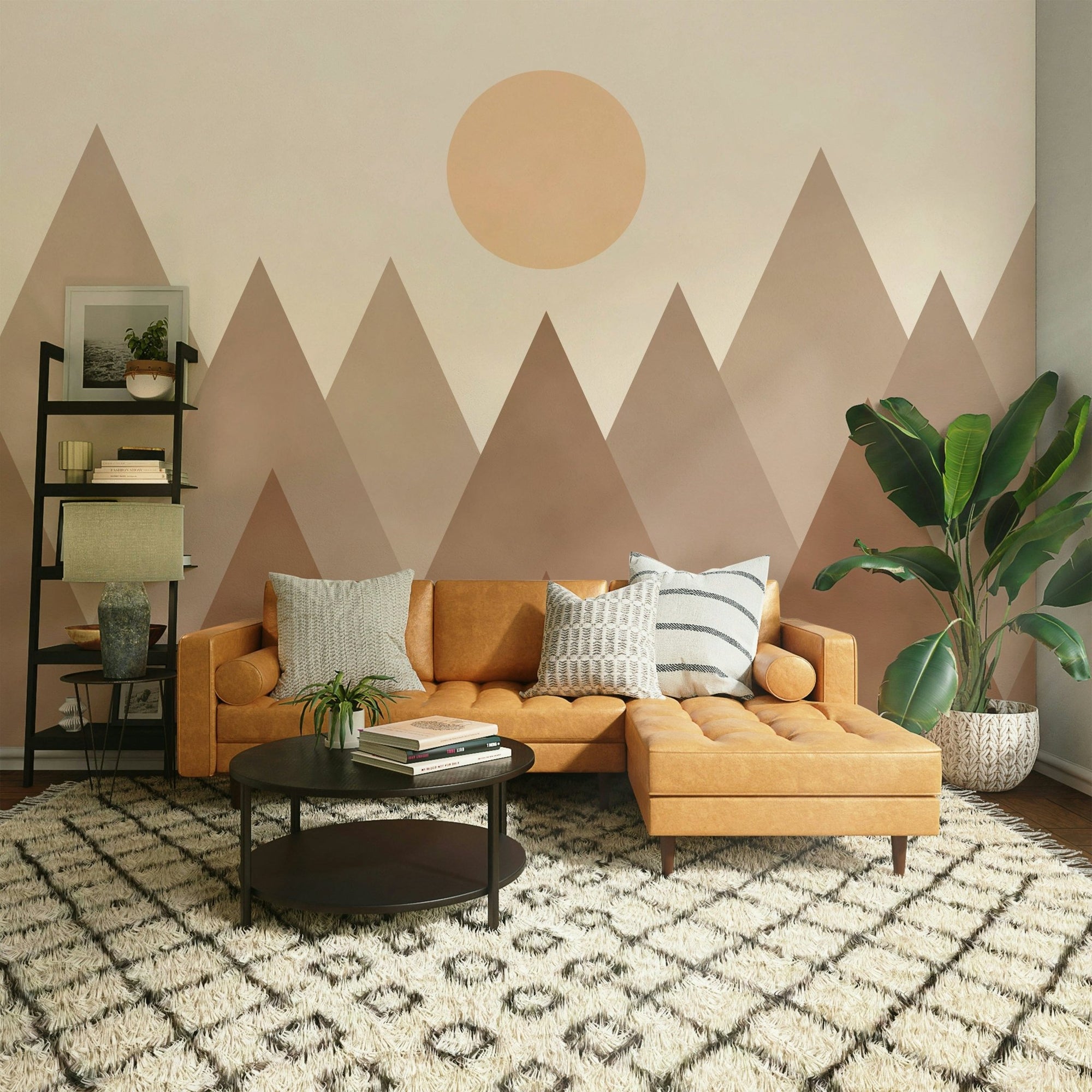 Brown geometric mountain wallpaper GD094