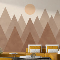 Neutral mountain mural in earth tones