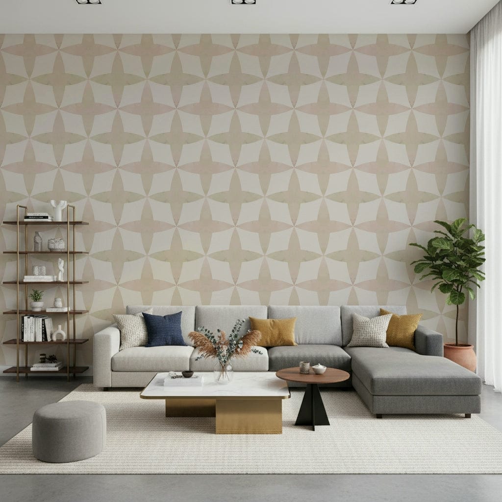 Neutral Diamonds, peel and stick wall mural, light tan decorative surface.