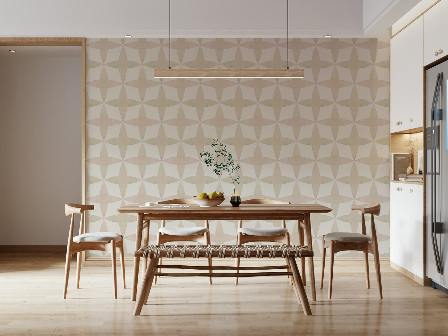 Neutral Diamonds peel and stick wallpaper, subtle contemporary square tile look.