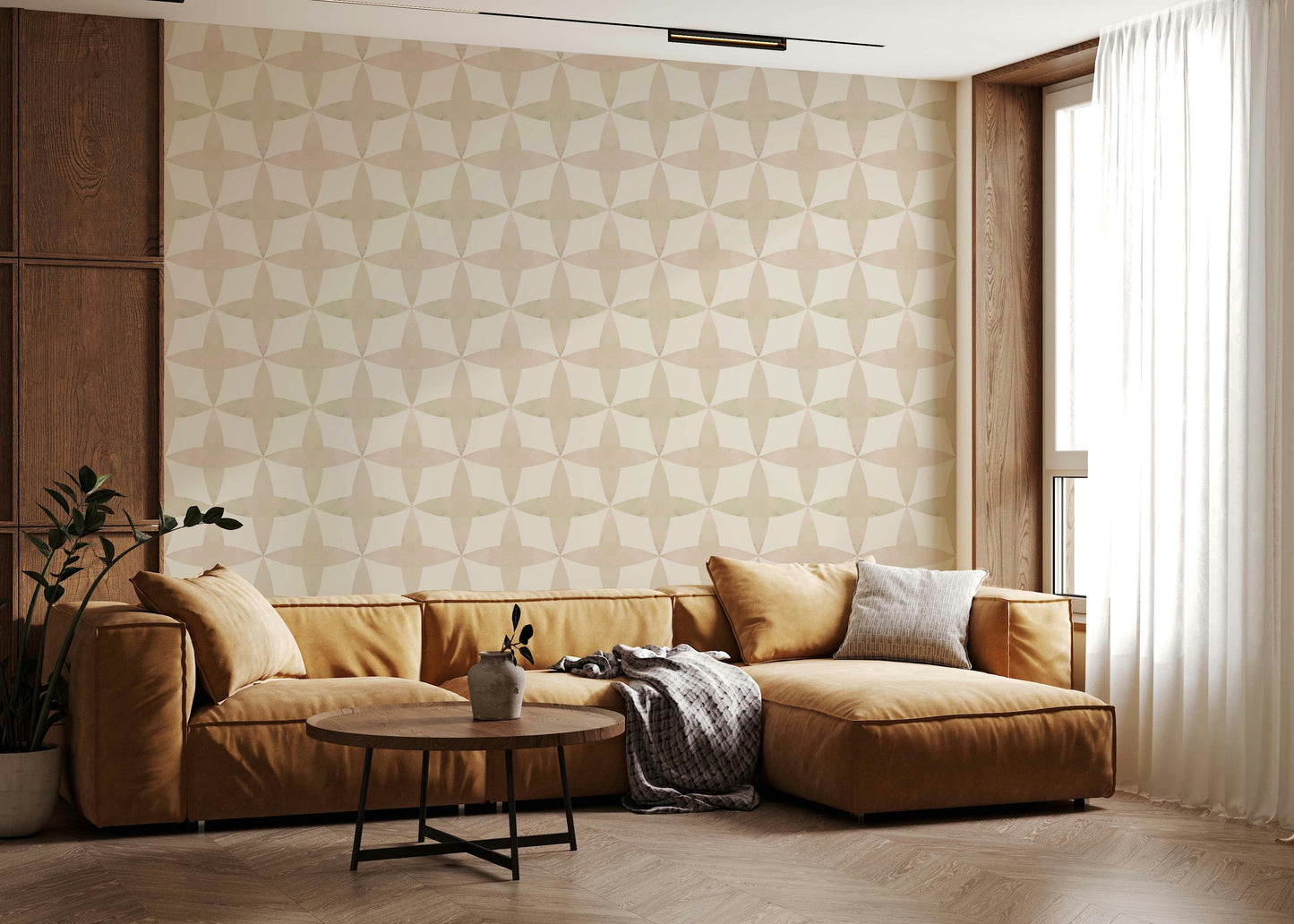 Neutral Diamonds geometric pattern wall covering