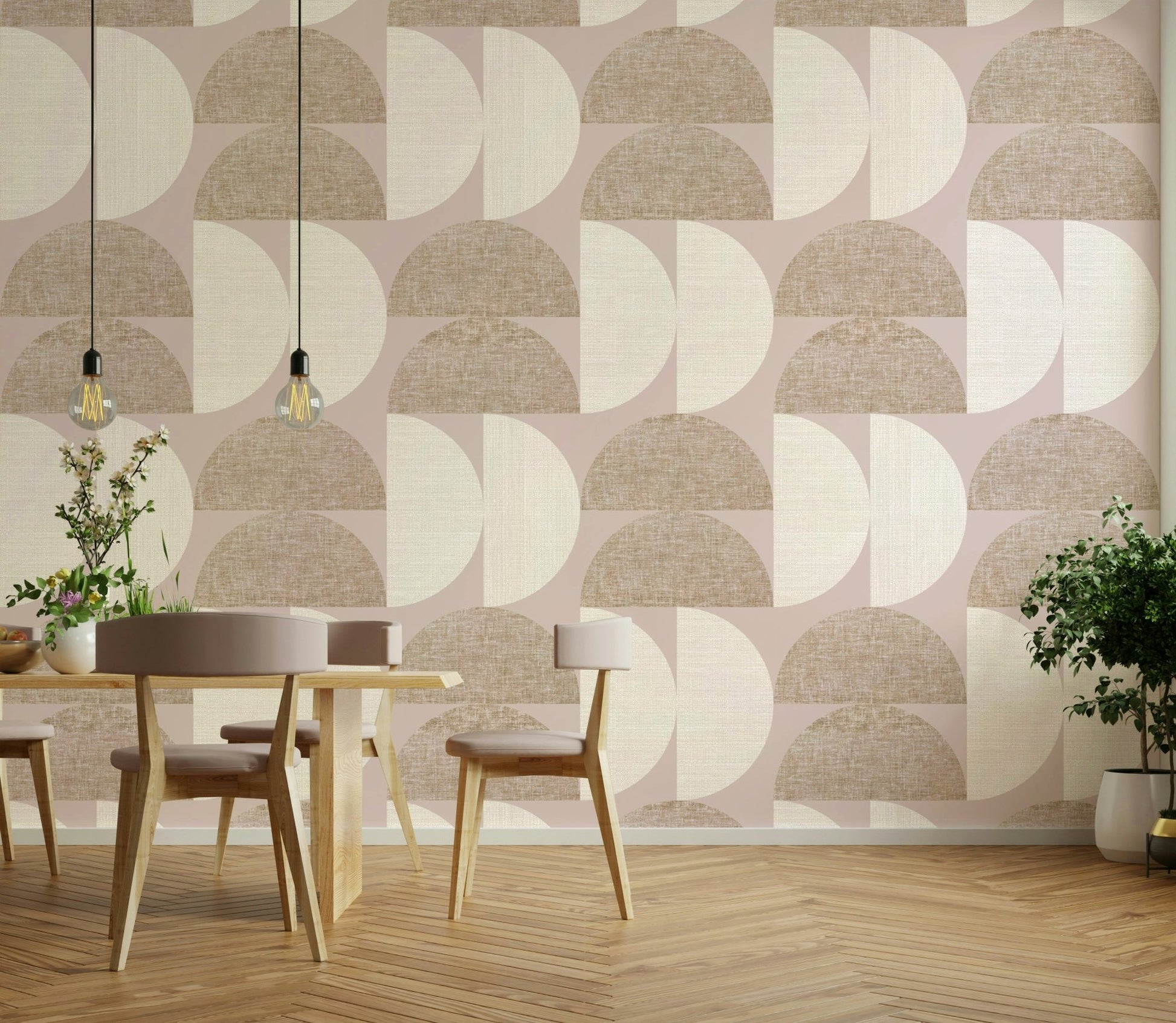 Peel-and-stick Neutral Eclipse wallpaper for easy application

