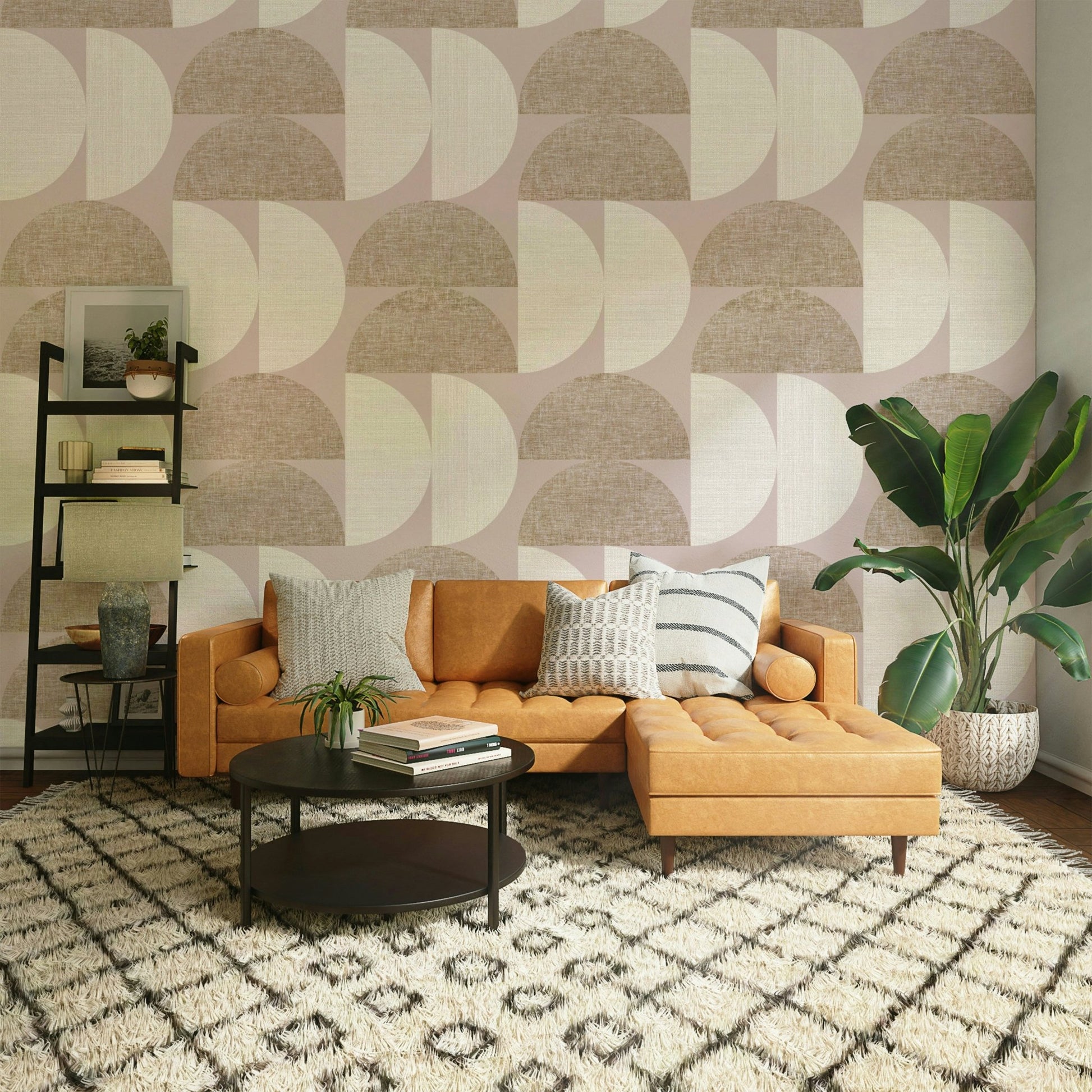 Neutral Eclipse wallpaper with modern semi-circle texture

