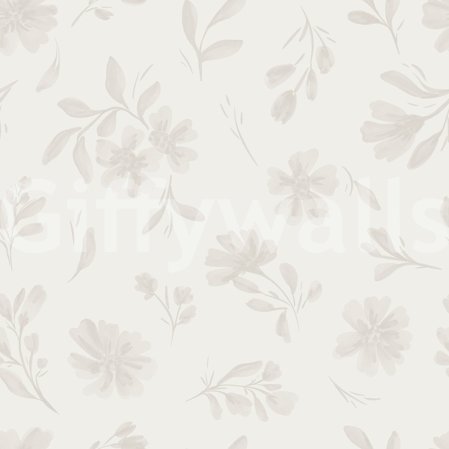 Neutral Flora in cloud dancer white Wallpaper⁠