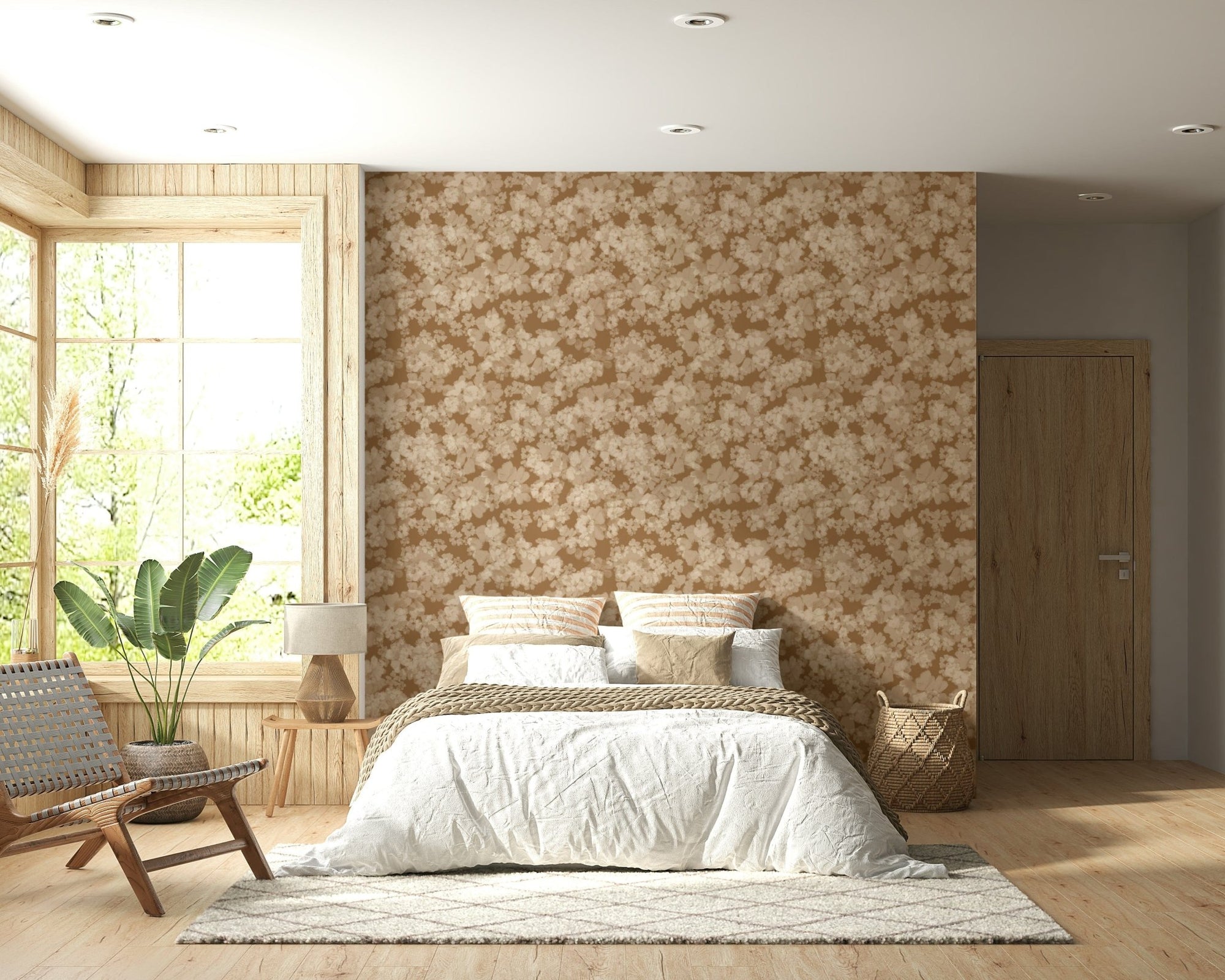 Mural of subtle Neutral Floral Haze, a calm textured wall covering., GD6867
