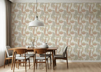 Elegant geometric wall mural curved and circular forms.