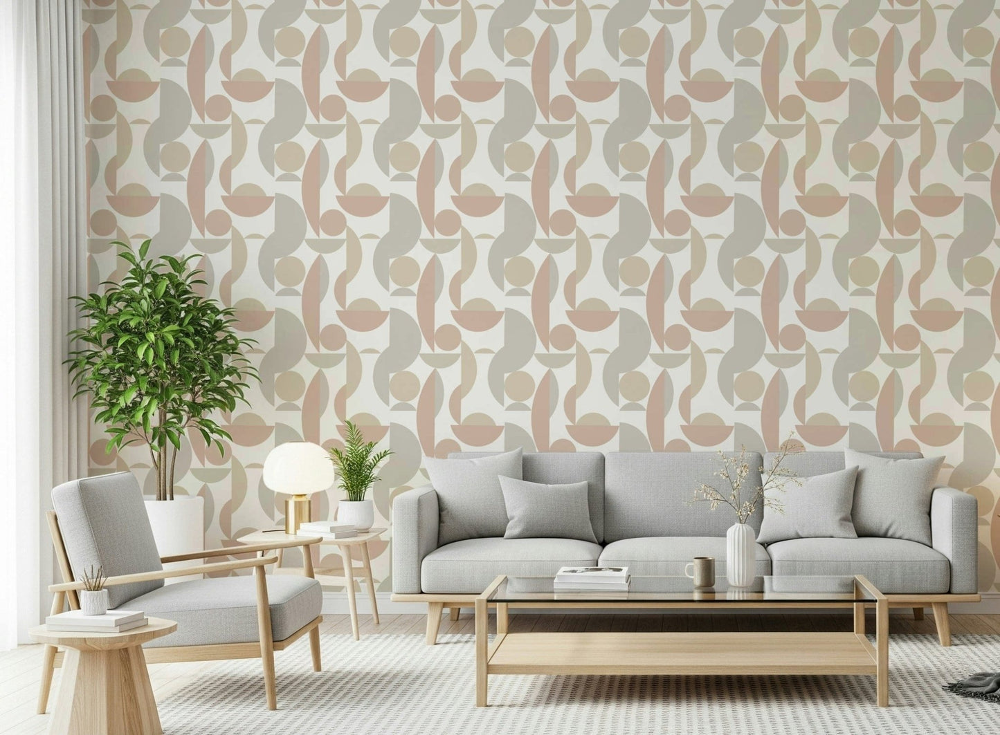 Neutral Geo Chic subtle pastel geometric wall covering.